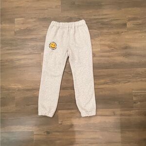 Women's Light Gray Joggers with Smiley Patch